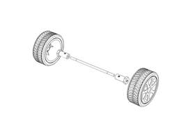 Dagu wheel pair with 4mm shafts mounted to an axle